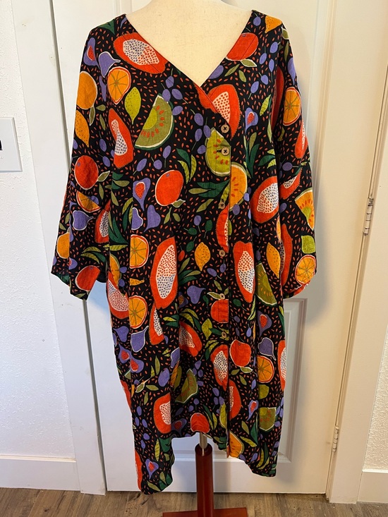 Gudrun Sjoden Dresses & Skirts - Gudrun Sjöden Abstract Fruit Print 100% Linen Pocket Dress
